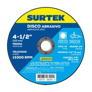 68804952 Disco abrasivo tipo 27 para metal 4-1/2" x 1/4" Surtek