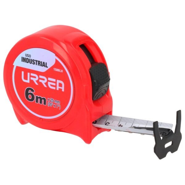 Flexometro con carcasa de plastico 6 m x 25 mm en blister Urrea