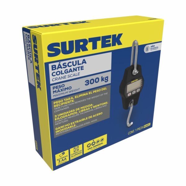 Bascula electronica colgante 300 kg Surtek