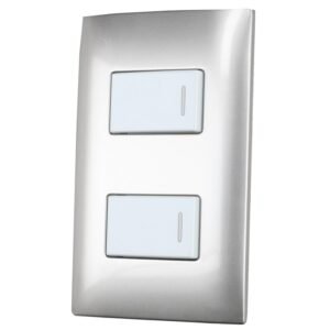 Placa 2 Interruptor 1/3, linea Americana, color plata Surtek