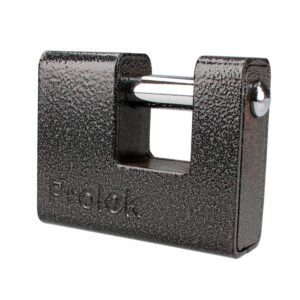 Candado de hierro para cortina metalica 80 mm, negro, llave estandar Prolok