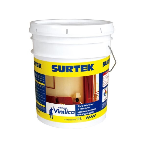Cubeta de pintura vinilica 19 Lt color blanco Surtek