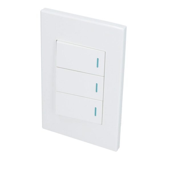 Placa 3 Interruptor 1/3, linea Premium, color blanco Surtek