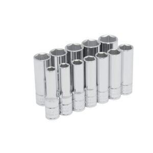 Juego de dados largos cuadro de 3/8", 6 puntas, metricos, 12 piezas Urrea