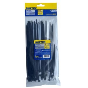 Cinchos de plasticos combinados en bolsa, tension 8kg de 200 piezas, color natural y negro Surtek