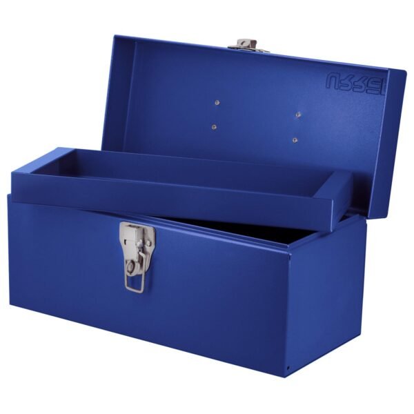 68809603 Caja portaherramientas metalica con asa plastica color azul 14" x 6" x 6" Urrea
