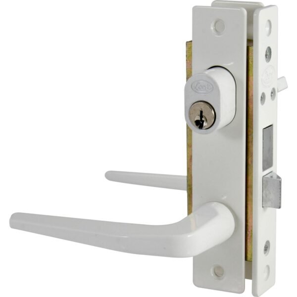 Cerradura clasica para puerta de aluminio funcion sencilla, blanco, llave estandar Lock