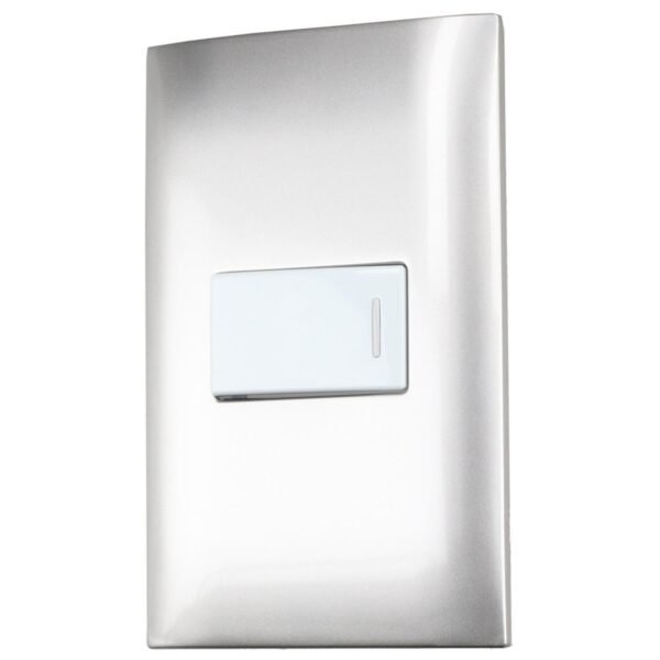 Placa 1 Interruptor 1/3 3 vias, linea Americana, color plata Surtek