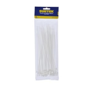 Cinchos plasticos 150 x 3.6 mm, tension 18 kg de 50 piezas, color natural Surtek