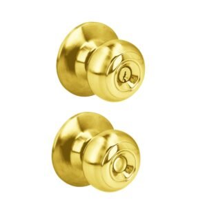 Pomo cilindrico ovalado funcion entrada, laton brillante, llave estandar, blister Prolok