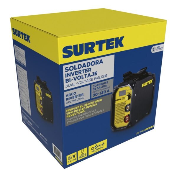 Soldadora inverter para electrodos de 1 fase bi voltaje 110 - 220 V, 120 A Surtek