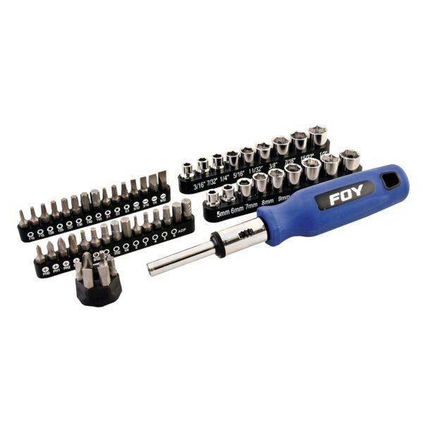 Juego de puntas y accesorios hexagono de 1/4", 56 piezas en blister Foy