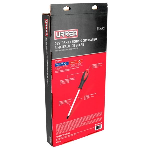 68811128 Juego de destornilladores con mango bimaterial de golpe, combinados, 7 piezas en estuche Urrea