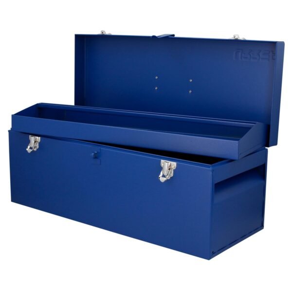 68809001 Caja portaherramientas metalica con asa plastica color azul 24" x 9" x 9" Urrea
