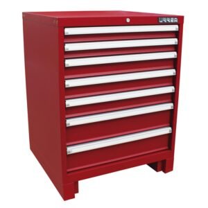 Gabinete fijo con 7 gavetas color rojo serie X 28" Urrea