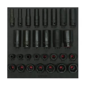 Juego de dados de impacto cortos y largos en pulgadas cuadro de 1/2" 29 piezas, CH218-C Urrea