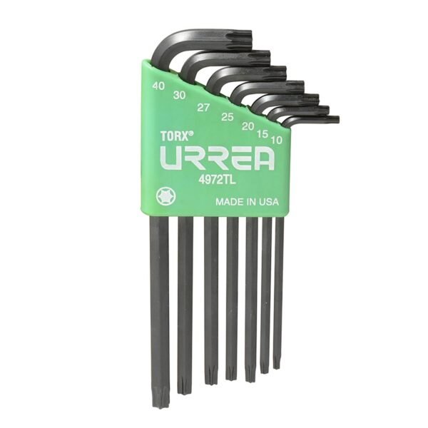 Juego de llaves largas hexagonales tipo "L", Torx, 7 piezas en blister Urrea