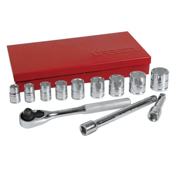 Juego de dados y accesorios cuadro de 3/8" en pulgadas, 13 piezas Urrea