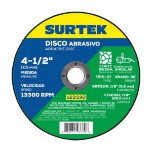 68809916 Disco abrasivo tipo 27 para piedra 4-1/2" x 1/8" Surtek