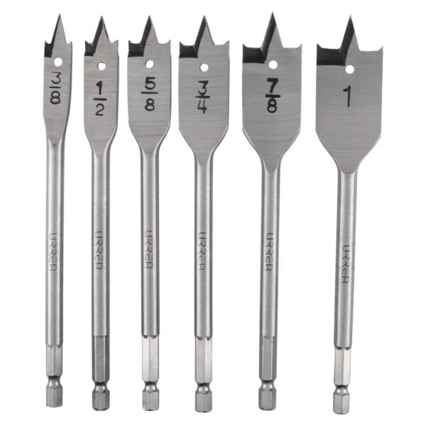 Juego de brocas para madera de acero al carbono tipo manita, 6 piezas Urrea