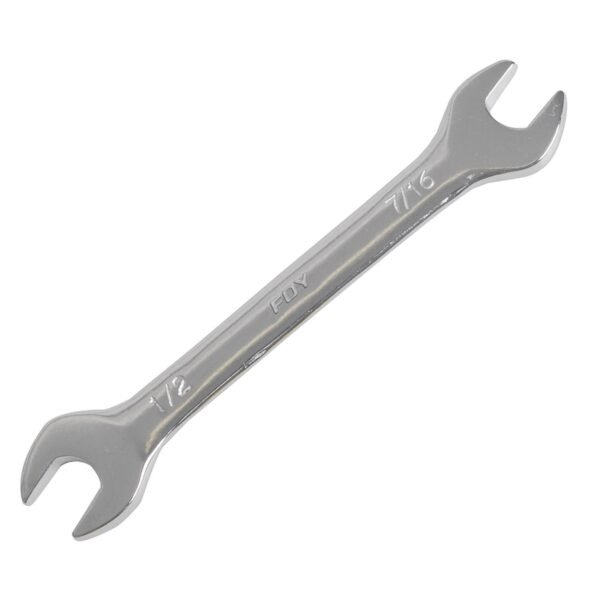 Llave española pulido espejo en pulgadas, 7/16" x 1/2" Foy