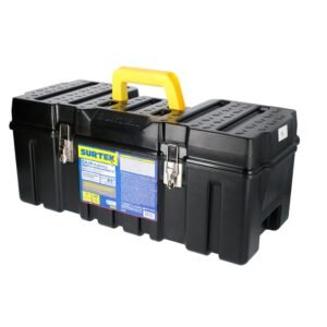 Caja portaherramientas plastica con broches metalicos color negro 26" x 10" x 10" Surtek