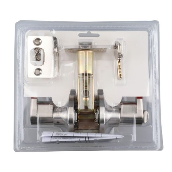68807136 Manija tubular curva funcion entrada y recamara, niquel satinado, llave estandar, blister Lock