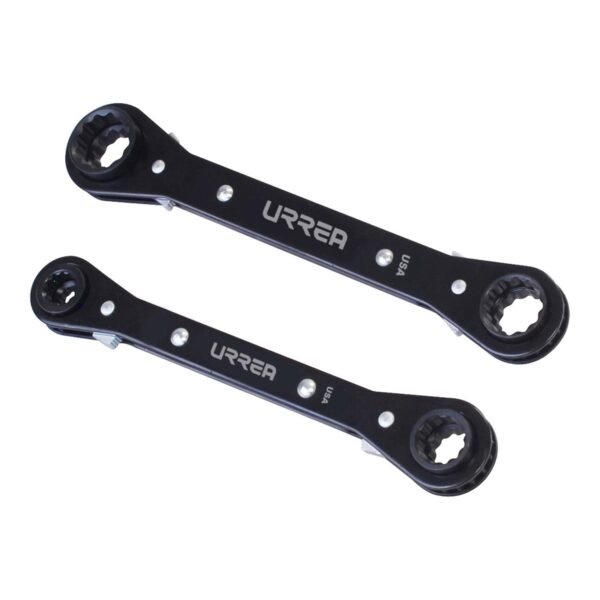 68803653 Juego de llaves de estrias de matraca reversible 4 en 1 en pulgadas, 12 pts, 2 pz en rack Urrea
