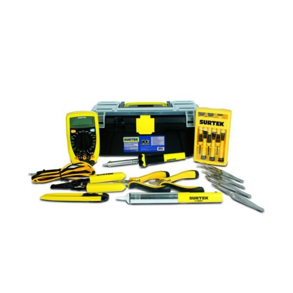 Juego combinado de herramientas para electricista con caja plastica, 18 piezas Surtek