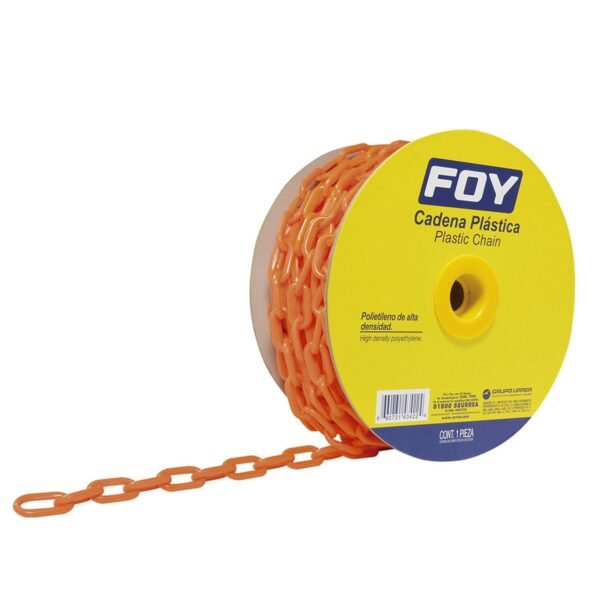 68812912 Cadena plastica calibre 6 mm de 25 m, color naranja Foy