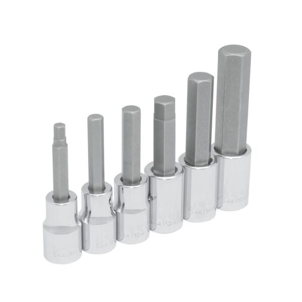 Juego de dados con punta hexagonal cuadro de 1/2", metricos, 6 piezas Urrea