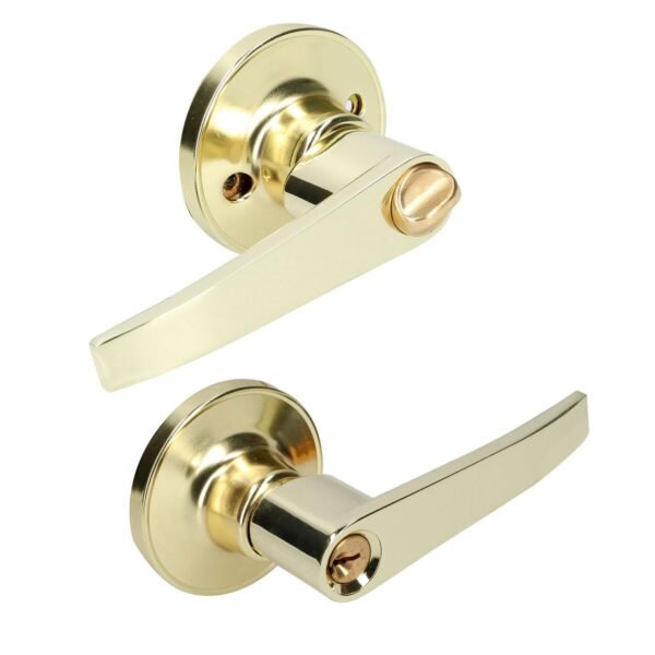 68809528 Manija tubular recta funcion entrada y recamara, laton brillante, llave estandar, blister Lock
