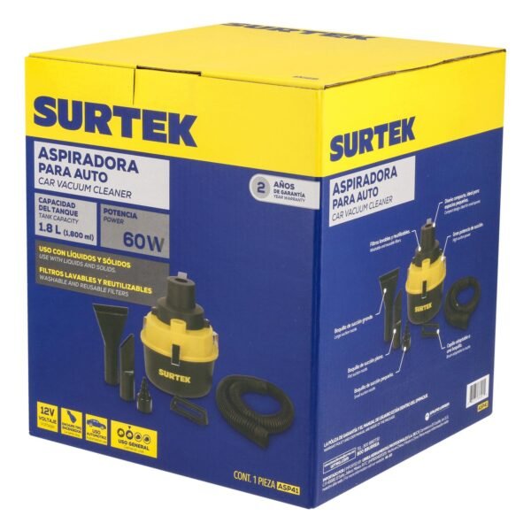 Aspiradora portatil para automovil 1800 ml, 12 V Surtek