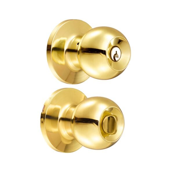 68808318 Pomo tubular bola funcion recamara, laton brillante, llave estandar, blister Lock