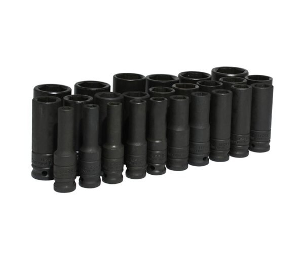 Juego de dados largos de impacto cuadro de 1/2", 6 puntas, metricos, 25 piezas Urrea