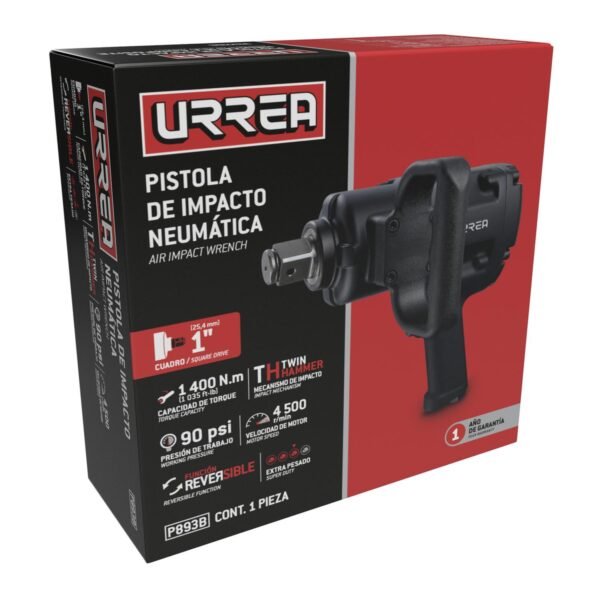 Pistola de impacto neumatica cuadro de 1" 1,035 Ft-lb composite sistema twin hammer Urrea