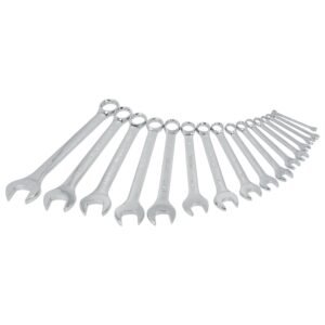 Juego de llaves combinadas pulido espejo en pulgadas, 12 puntas, 16 piezas en estuche Surtek