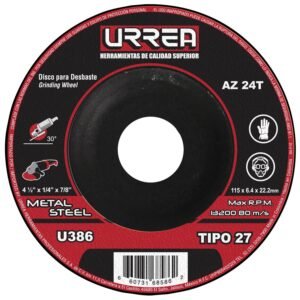 Disco abrasivo tipo 27 para metal, 4-1/2" x 1/4" Urrea