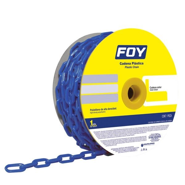 Cadena plastica calibre 3 mm de 50 m, color azul Foy