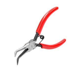 Pinza para electronica con mango rubber grip de 5-11/32" punta aguja doblada 45° Urrea