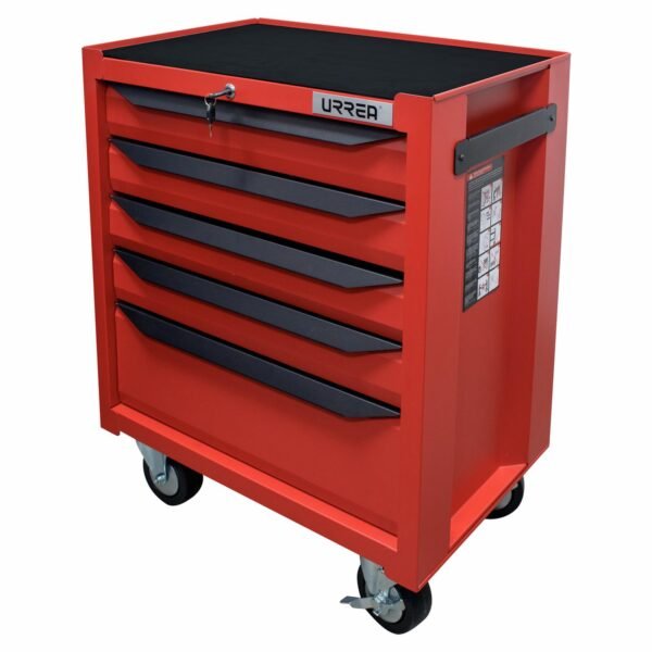 68811416 Gabinete movil con 5 gavetas color rojo y negro 27" serie IN Urrea