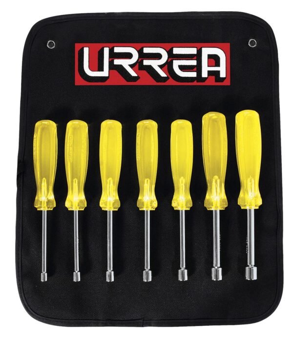 Juego de destornilladores con mango ambar, de caja metricos, 7 piezas en estuche Urrea
