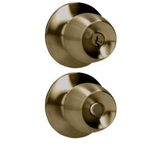 Pomo cilindrico media copa funcion entrada, laton antiguo, llave estandar, blister Prolok