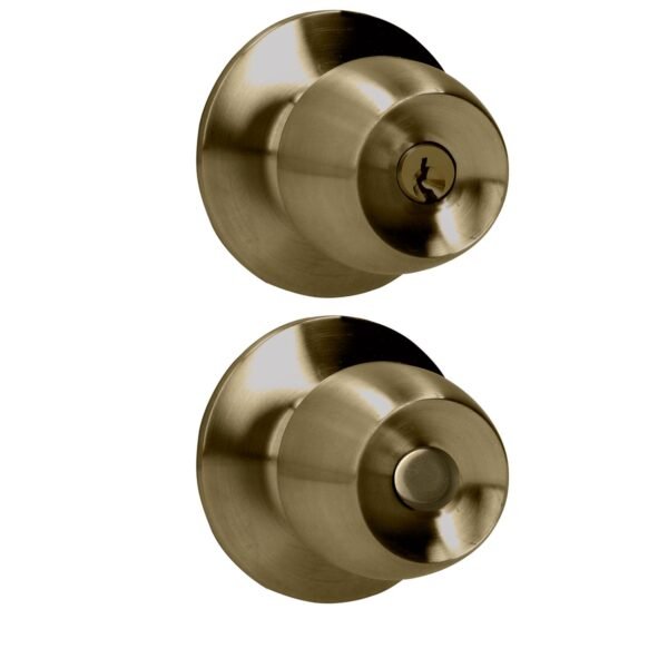 Pomo cilindrico media copa funcion entrada, laton antiguo, llave estandar, blister Prolok