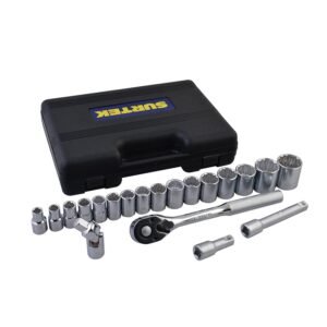 Juego de dados y accesorios cuadro de 1/2" metrico, 20 piezas Surtek