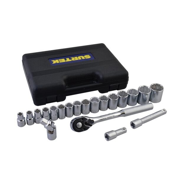 Juego de dados y accesorios cuadro de 1/2" metrico, 20 piezas Surtek