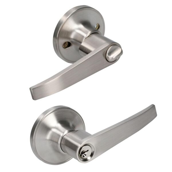Manija tubular recta funcion entrada y recamara, niquel satinado, llave estandar, blister Lock