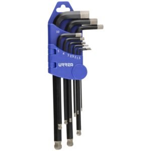 Juego de llaves hexagonales tipo "L" punta de bola diamante, combinadas, 9 piezas Urrea