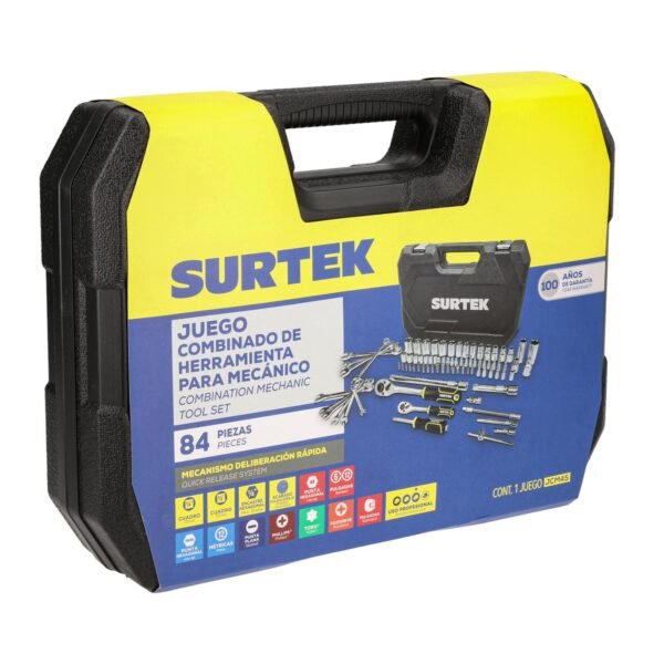 Juego combinado de herramienta para mecanico 84 piezas, con maletin plastico Surtek