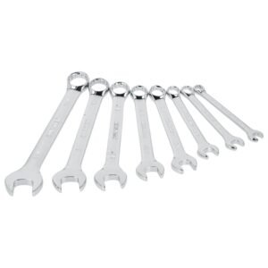 Juego de llaves combinadas pulido espejo metricas, 12 puntas, 8 piezas en rack Surtek
